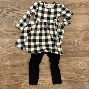 Hanna Andersson Checkered Dress with Black Leggings